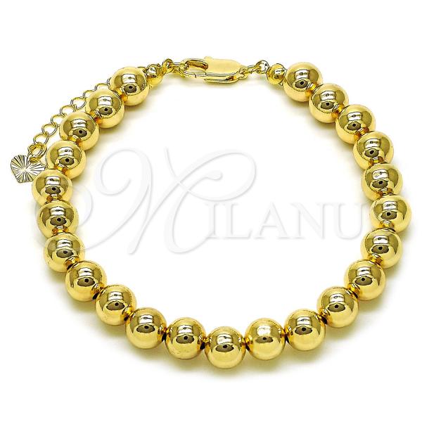 Oro Laminado Fancy Bracelet, Gold Filled Style Ball and Hollow Design, Polished, Golden Finish, 03.253.0100.07