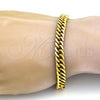 Stainless Steel Basic Bracelet, Curb Design, Polished, Golden Finish, 03.256.0001.09