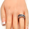 Rhodium Plated Multi Stone Ring, with Sapphire Blue and White Cubic Zirconia, Polished, Rhodium Finish, 01.210.0045.5.09 (Size 9)