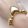 Oro Laminado Fancy Bracelet, Gold Filled Style Heart and Ball Design, Polished, Golden Finish, 03.341.0219.08