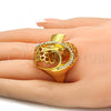 Oro Laminado Multi Stone Ring, Gold Filled Style Spiral Design, with White Crystal, Polished, Golden Finish, 01.241.0056.10 (Size 10)