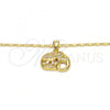 Oro Laminado Pendant Necklace, Gold Filled Style Elephant Design, with White Micro Pave, Polished, Golden Finish, 04.233.0007.18