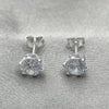 Sterling Silver Stud Earring, with White Cubic Zirconia, Polished, Silver Finish, 02.401.0054.06