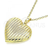 Oro Laminado Locket Pendant, Gold Filled Style Heart Design, Polished, Golden Finish, 05.117.0029