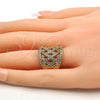 Oro Laminado Multi Stone Ring, Gold Filled Style with White Micro Pave, Polished, Golden Finish, 01.266.0006.08 (Size 8)