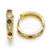 Oro Laminado Huggie Hoop, Gold Filled Style with Garnet and White Cubic Zirconia, Polished, Golden Finish, 02.210.0052.2.20