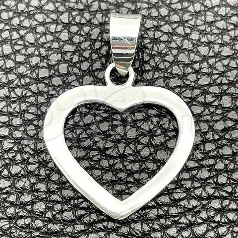 Sterling Silver Religious Pendant, Heart Design, Polished, Silver Finish, 05.392.0015