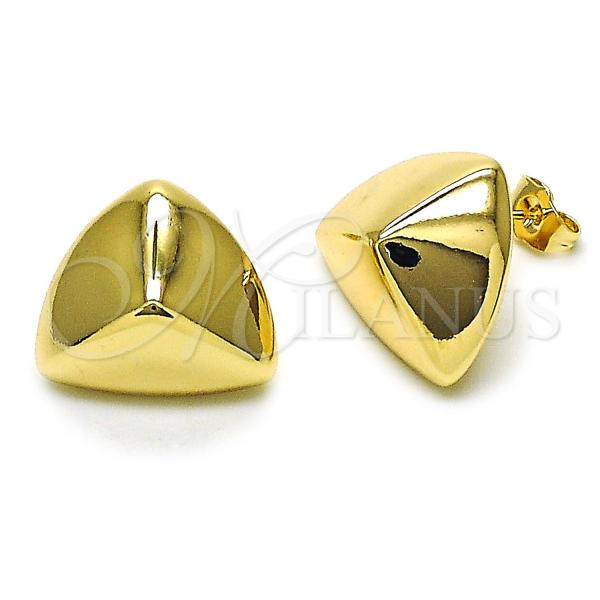 Oro Laminado Stud Earring, Gold Filled Style Hollow Design, Polished, Golden Finish, 02.195.0340