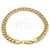 Gold Tone Basic Bracelet, Pave Cuban Design, Polished, Golden Finish, 04.242.0039.08GT