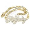 Oro Laminado Fancy Bracelet, Gold Filled Style Nameplate Design, Polished, Golden Finish, 03.63.1979.08