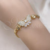 Oro Laminado Fancy Bracelet, Gold Filled Style Butterfly and Heart Design, with White Micro Pave and White Cubic Zirconia, Polished, Golden Finish, 03.283.0338.07
