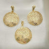 Oro Laminado Earring and Pendant Adult Set, Gold Filled Style Golden Finish, 5.041.006
