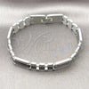 Stainless Steel Solid Bracelet, Greek Key Design, Polished, Black Rhodium Finish, 03.114.0311.1.09