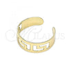 Oro Laminado Toe Ring, Gold Filled Style Greek Key Design, Polished, Golden Finish, 01.376.0005 (One size fits all)