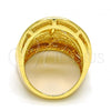 Oro Laminado Multi Stone Ring, Gold Filled Style with White Crystal, Polished, Golden Finish, 01.241.0043.08 (Size 8)