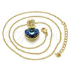 Oro Laminado Pendant Necklace, Gold Filled Style Heart Design, with Bermuda Blue and Aurore Boreale Swarovski Crystals, Polished, Golden Finish, 04.239.0044.5.18