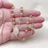 Oro Laminado Medium Rosary, Gold Filled Style Caridad del Cobre and Crucifix Design, Polished, Golden Finish, 09.213.0059.24