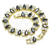 Oro Laminado Tennis Bracelet, Gold Filled Style with Black and White Cubic Zirconia, Polished, Golden Finish, 03.283.0028.6.08