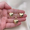Oro Laminado Earring and Pendant Adult Set, Gold Filled Style Chunky Design, Polished, Golden Finish, 10.213.0016