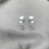 Sterling Silver Stud Earring, Heart Design, Polished, Silver Finish, 02.399.0064