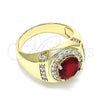 Oro Laminado Mens Ring, Gold Filled Style with Garnet Cubic Zirconia and White Micro Pave, Polished, Golden Finish, 01.266.0047.1.11