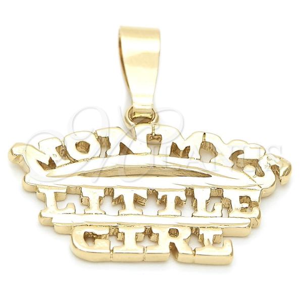 Oro Laminado Fancy Pendant, Gold Filled Style Diamond Cutting Finish, Golden Finish, 5.181.004