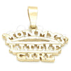 Oro Laminado Fancy Pendant, Gold Filled Style Diamond Cutting Finish, Golden Finish, 5.181.004