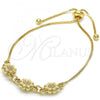 Oro Laminado Adjustable Bolo Bracelet, Gold Filled Style Flower Design, Polished, Golden Finish, 03.63.1894.11