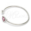 Rhodium Plated Individual Bangle, Flower Design, with Rose and Aurore Boreale Swarovski Crystals, Polished, Rhodium Finish, 07.239.0011.7 (02 MM Thickness, One size fits all)