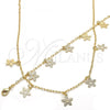 Oro Laminado Necklace and Bracelet, Gold Filled Style Flower Design, Polished, Golden Finish, 06.63.0208