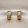 Oro Laminado Huggie Hoop, Gold Filled Style Cluster Design, with White Micro Pave, Polished, Golden Finish, 02.195.0245.16