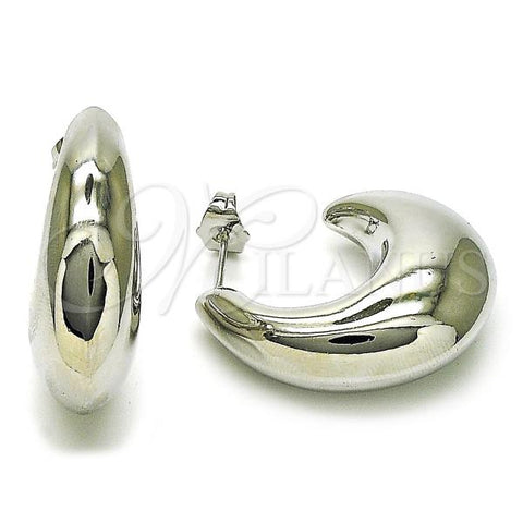 Rhodium Plated Stud Earring, Hollow Design, Polished, Rhodium Finish, 02.163.0319.1
