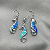 Sterling Silver Earring and Pendant Adult Set, Seahorse Design, with Bermuda Blue Opal, Polished, Silver Finish, 10.391.0015