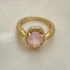 Oro Laminado Multi Stone Ring, Gold Filled Style with Pink Cubic Zirconia, Polished, Golden Finish, 01.284.0042.06