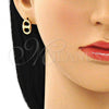 Oro Laminado Stud Earring, Gold Filled Style Puff Mariner Design, Polished, Golden Finish, 02.213.0303