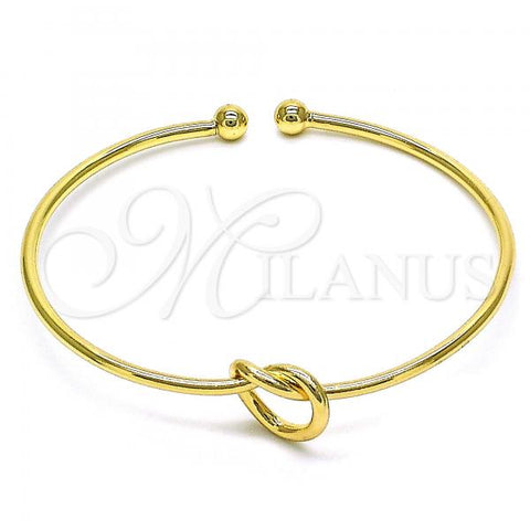 Oro Laminado Individual Bangle, Gold Filled Style Heart Design, Polished, Golden Finish, 07.385.0002