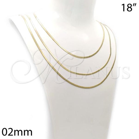 Oro Laminado Basic Necklace, Gold Filled Style Herringbone Design, Polished, Golden Finish, 04.213.0176.18