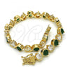 Oro Laminado Tennis Bracelet, Gold Filled Style with Green and White Cubic Zirconia, Polished, Golden Finish, 03.210.0068.3.08