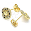 Oro Laminado Stud Earring, Gold Filled Style with Black and White Micro Pave, Polished, Golden Finish, 02.233.0025.1