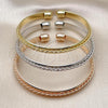 Oro Laminado Trio Bangle, Gold Filled Style Polished, Tricolor, 07.170.0058