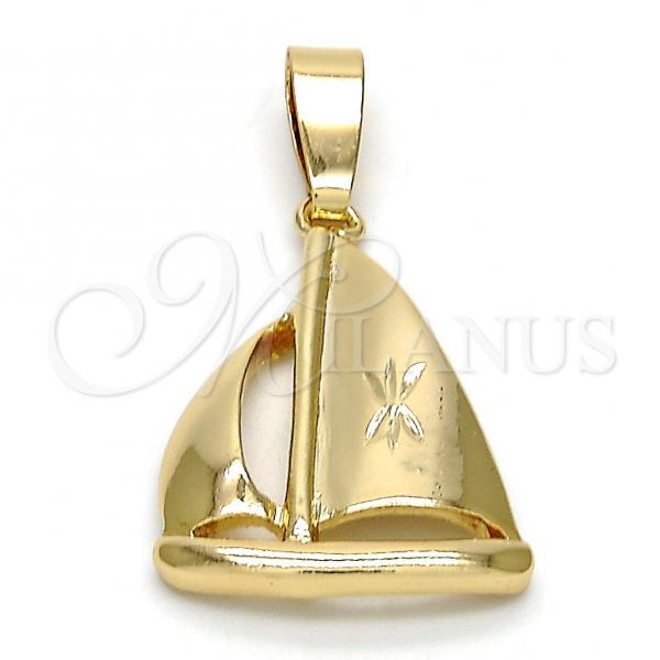 Oro Laminado Fancy Pendant, Gold Filled Style Diamond Cutting Finish, Golden Finish, 5.180.026