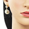 Oro Laminado Stud Earring, Gold Filled Style Diamond Cutting Finish, Tricolor, 02.170.0564.1