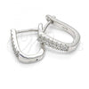Sterling Silver Huggie Hoop, with White Cubic Zirconia, Polished, Rhodium Finish, 02.186.0110.12