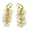 Oro Laminado Long Earring, Gold Filled Style with White Crystal, Polished, Golden Finish, 02.414.0007