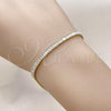 Oro Laminado Tennis Bracelet, Gold Filled Style Baguette Design, with White Cubic Zirconia, Polished, Golden Finish, 03.213.0348.07