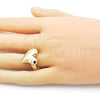 Oro Laminado Elegant Ring, Gold Filled Style Heart Design, Polished, Golden Finish, 01.341.0151
