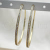 Oro Laminado Stud Earring, Gold Filled Style with White Micro Pave, Polished, Golden Finish, 02.156.0538