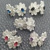 Sterling Silver Stud Earring, Flower Design, with White Cubic Zirconia, Polished, Silver Finish, 02.398.0010