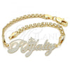 Oro Laminado Fancy Bracelet, Gold Filled Style Nameplate Design, Polished, Golden Finish, 03.63.1974.08