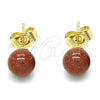 Oro Laminado Stud Earring, Gold Filled Style Ball Design, Polished, Golden Finish, 02.63.2124.4